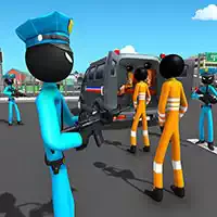 Jocul Stickman Criminal Plane Transporter Al Poliției Americane