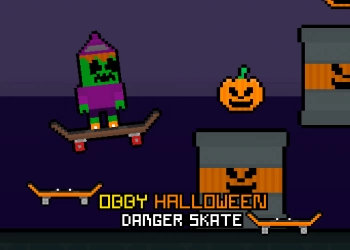 Obby Halloween Danger Skate captură de ecran a jocului